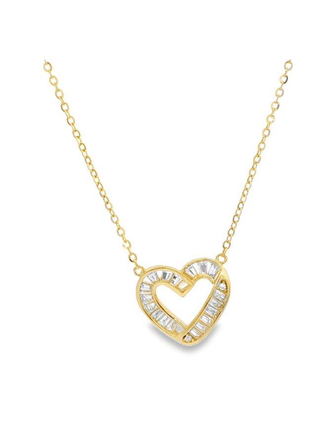 أيه كيه جويلز قلادة من الفضة عيار 925 على شكل قلب مرصعة بالزركون ومطلية بالذهب الأصفر - Image 2